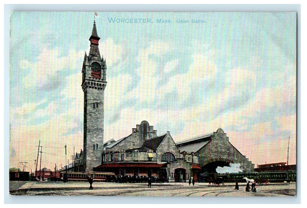 Union Nation Railway Train Station Depot Worcester Massachusetts Tuck's Postcard