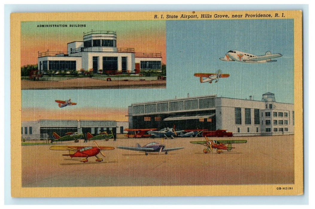 1938 RI State Airport, Hills Grove Near Providence, Rhode Island RI Postcard