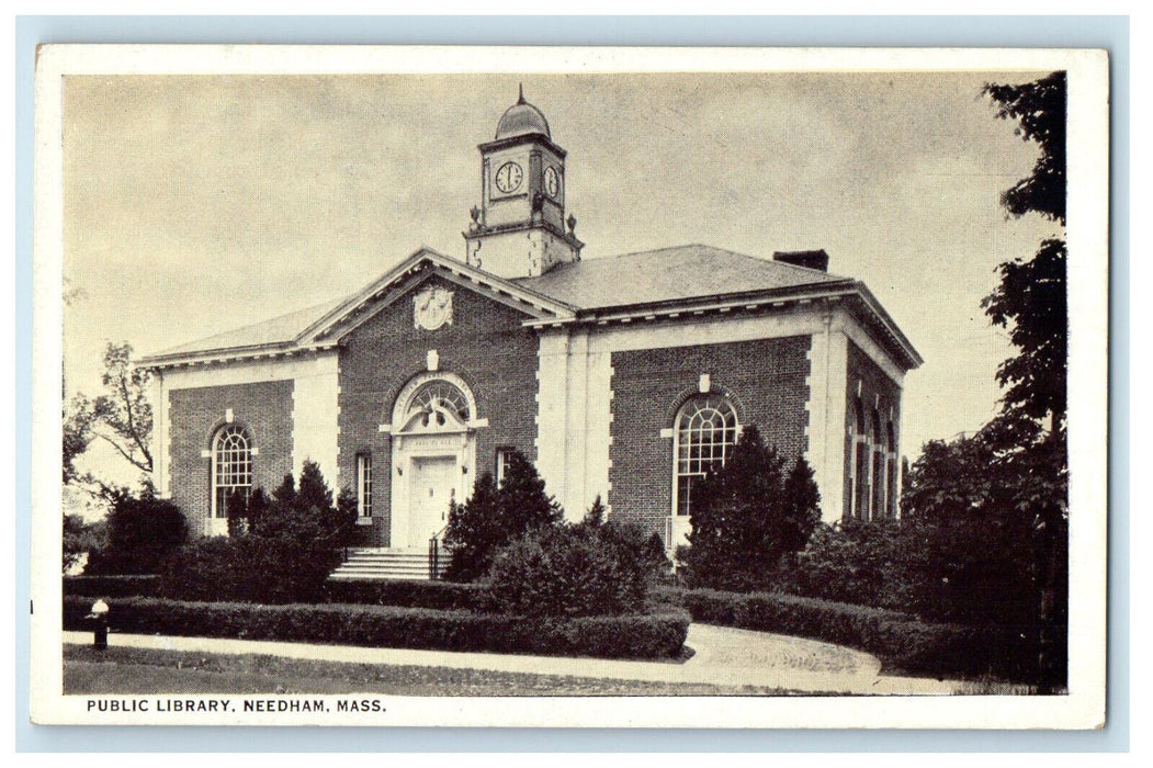 c1940s Public Library Needham, Massachusetts MA Vintage Postcard