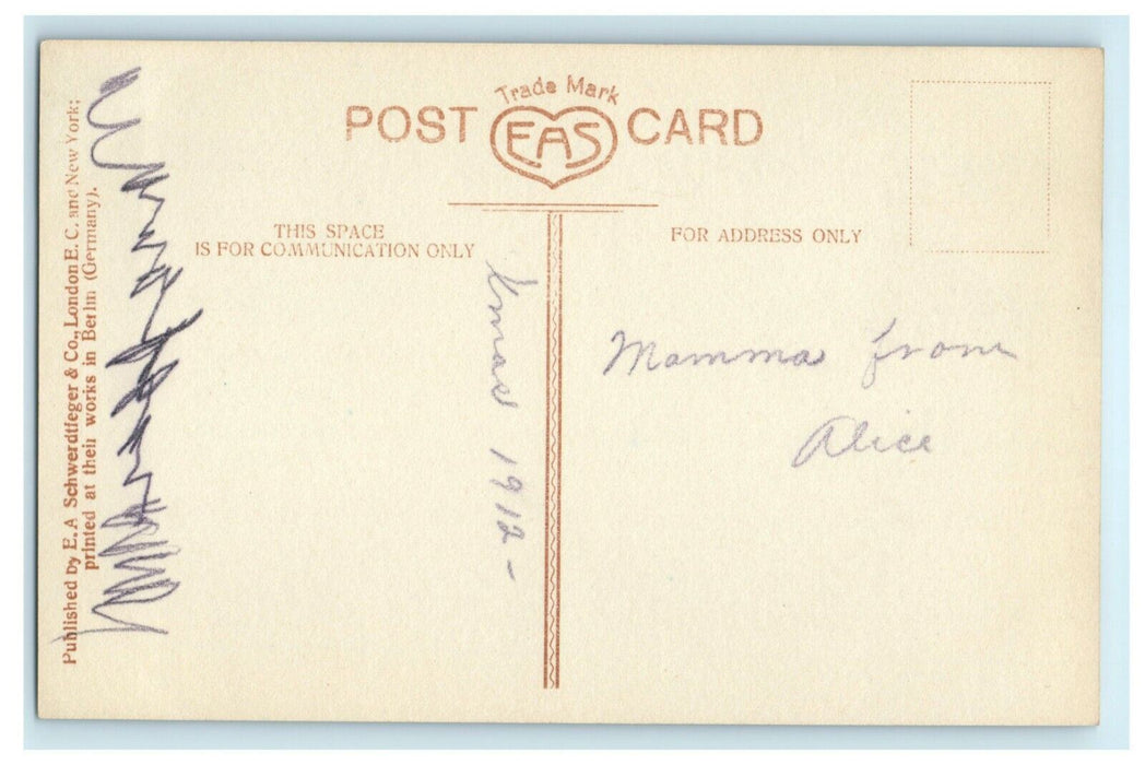 Christmas EAS Beautiful Girl Dress 1912 Basket RPPC Vintage Antique Postcard