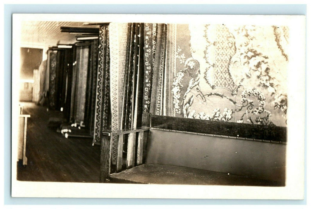 1913 Wakefield Furniture Store Interior NE Advertising Rugs RPPC Photo Postcard