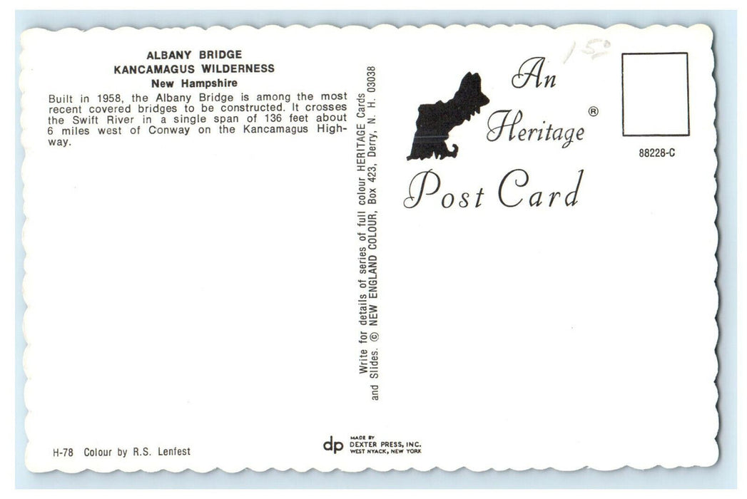 1962 Albany Bridge, Kancamagus Wilderness, New Hampshire NH Unposted Postcard