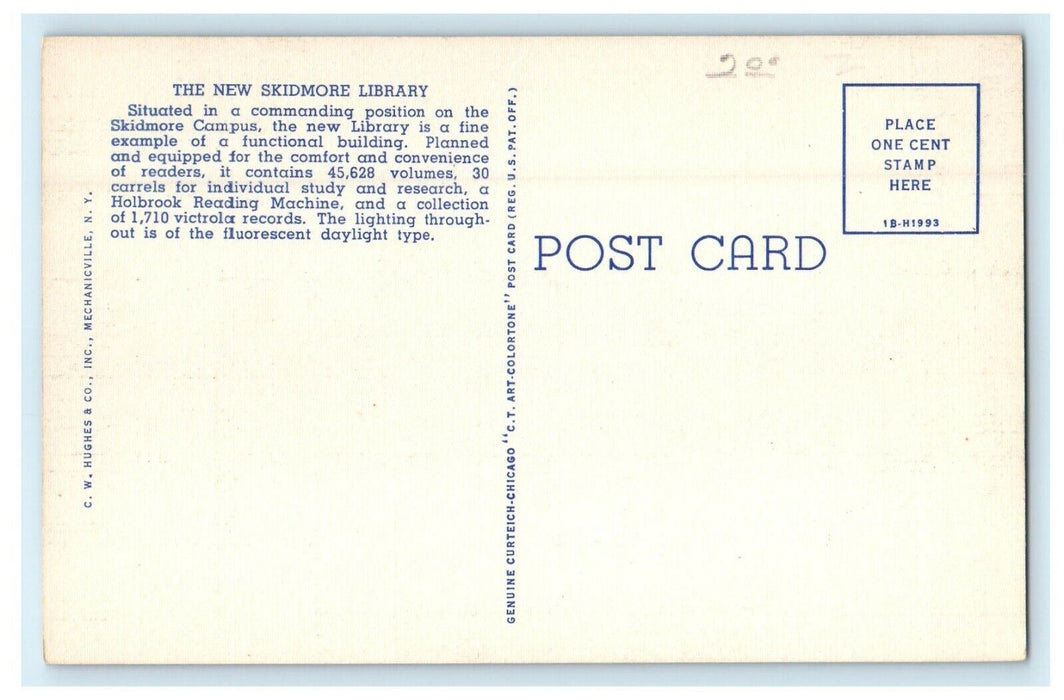 The New Skidmore Library Street View Saratoga Springs New York NY Postcard