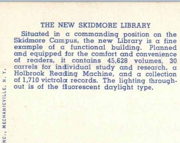The New Skidmore Library Street View Saratoga Springs New York NY Postcard