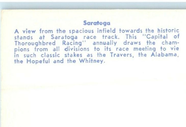 View From Spacious Infield Towards Stands Saratoga Race Track New York Postcard