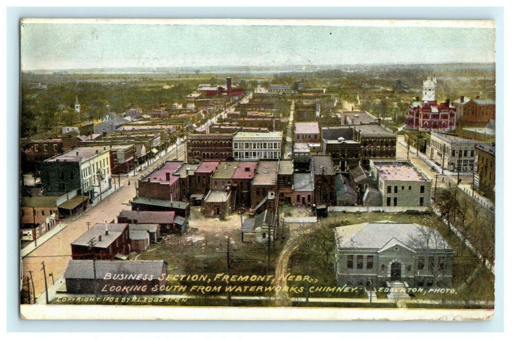 Fremont Nebraska Business Section 1908 Chicago Illinois Laurel Antique Postcard