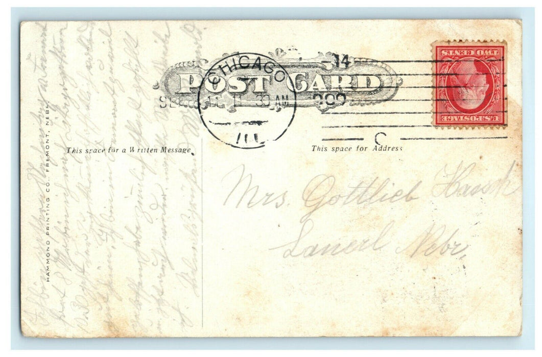 Fremont Nebraska Business Section 1908 Chicago Illinois Laurel Antique Postcard