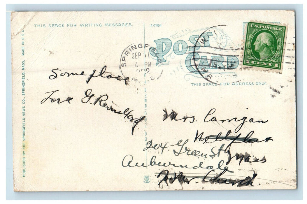 1922 Pecousic Villa, Forest Park, Springfield, Massachusetts MA Posted Postcard