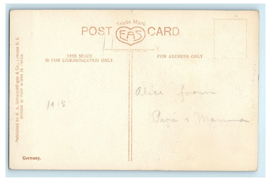 Christmas Girl Tree EAS Hand Painted Glossy RPPC 1915 Antique Postcard