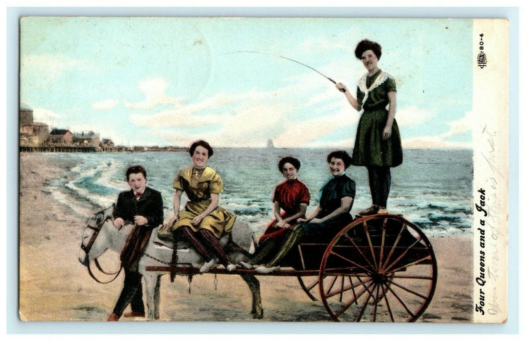 Four Queens and Jack 1908 Mead Nebraska Wayne Vintage Antique Postcard