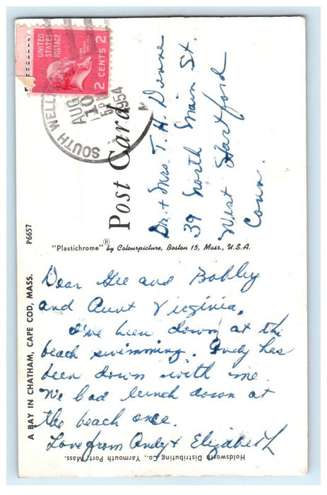 1954 A Bay In Chatham Rowboat Cape Cod Massachusetts MA Vintage Postcard