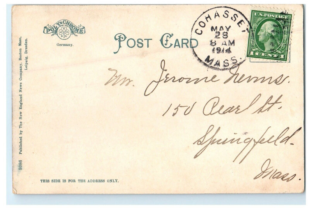 1914 Rocks Nantasket Beach Massachusetts MA, Showing Ice On The Rocks Postcard