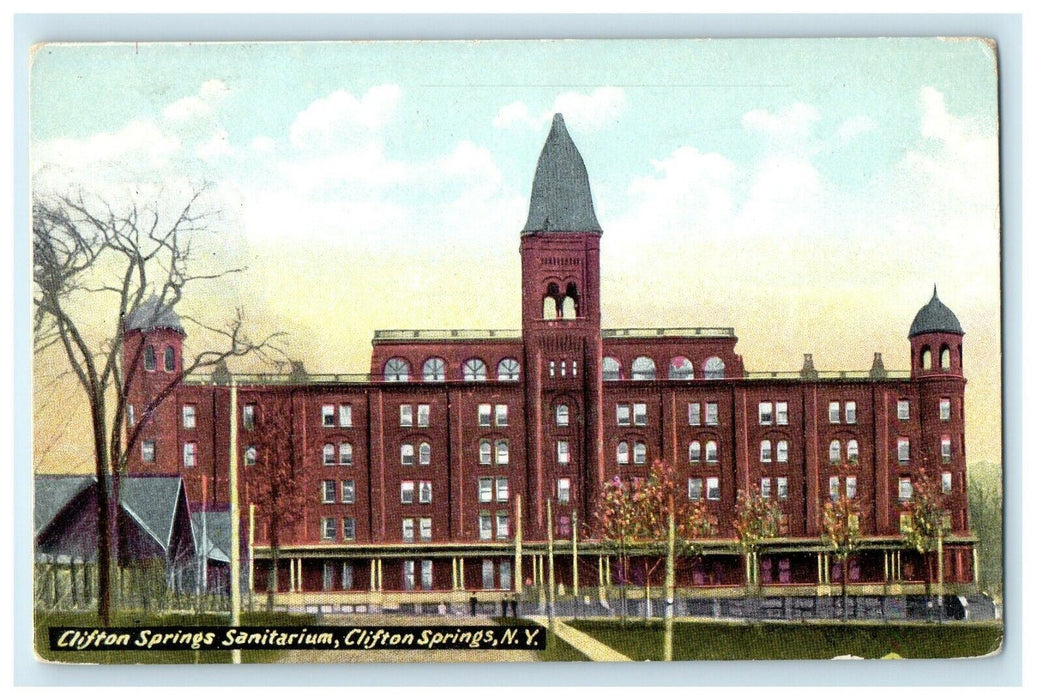 c1910 Clifton Springs Sanitarium Building Street View New York NY Postcard