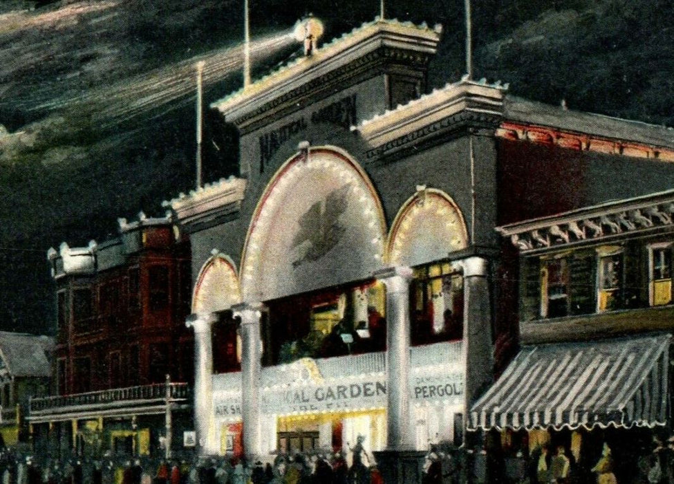 c1910 Nautical Garden At Night Moonlight Revere Beach Massachusetts MA Postcard
