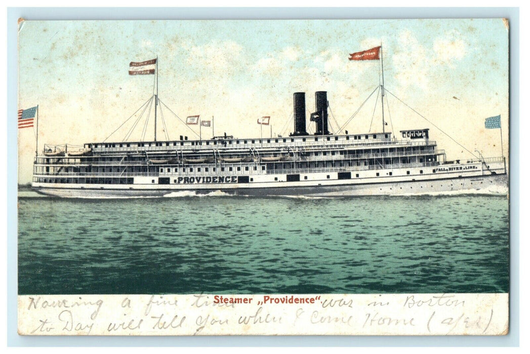 1906 Steamer "Providence" Providence, Rhode Island RI Antique Postcard