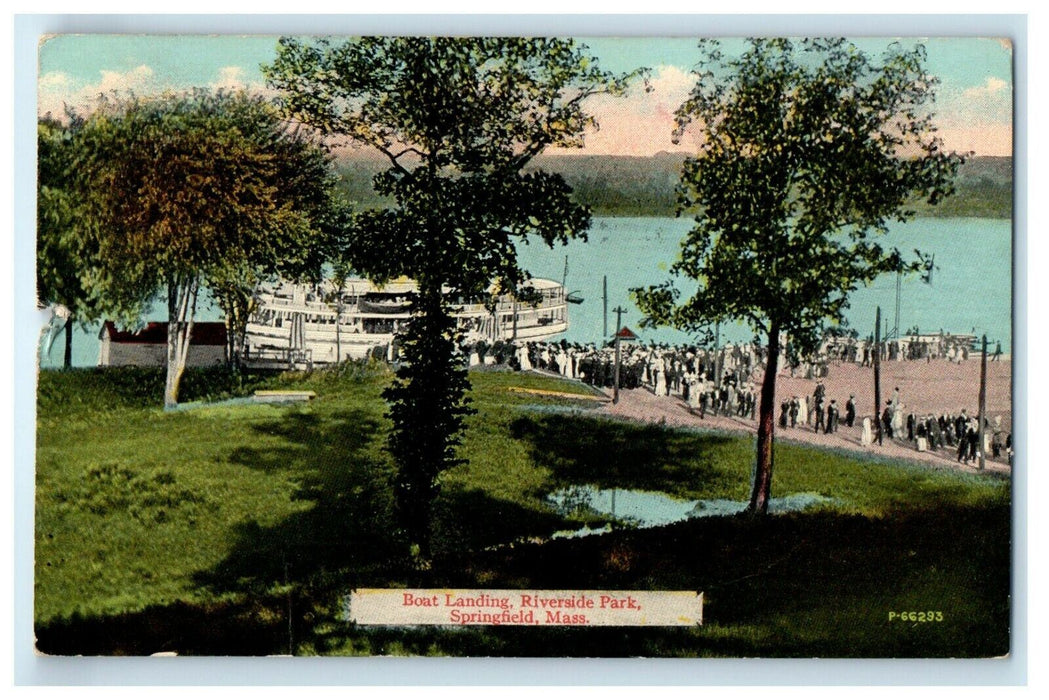 1916 Boat Landing Riverside Park Springfield Massachusetts MA Antique Postcard
