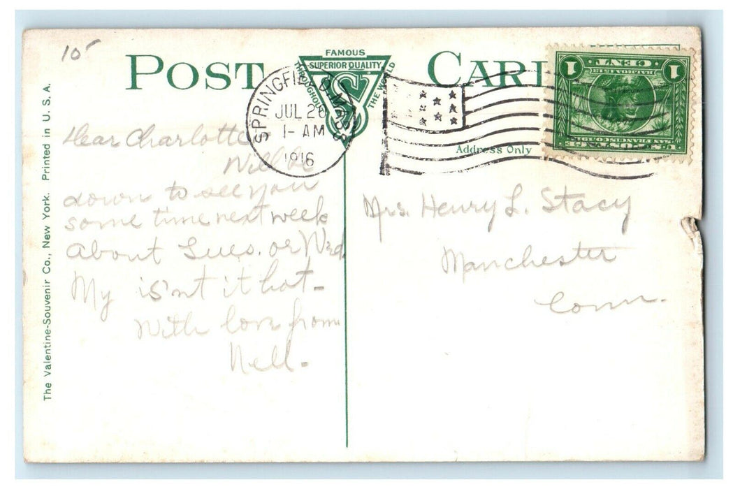 1916 Boat Landing Riverside Park Springfield Massachusetts MA Antique Postcard