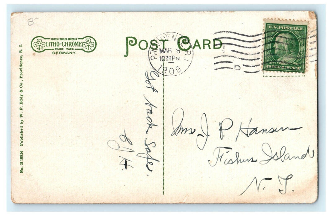 1909 Looking East from Davis Park, The Capitol Hill Rhode Island RI Postcard