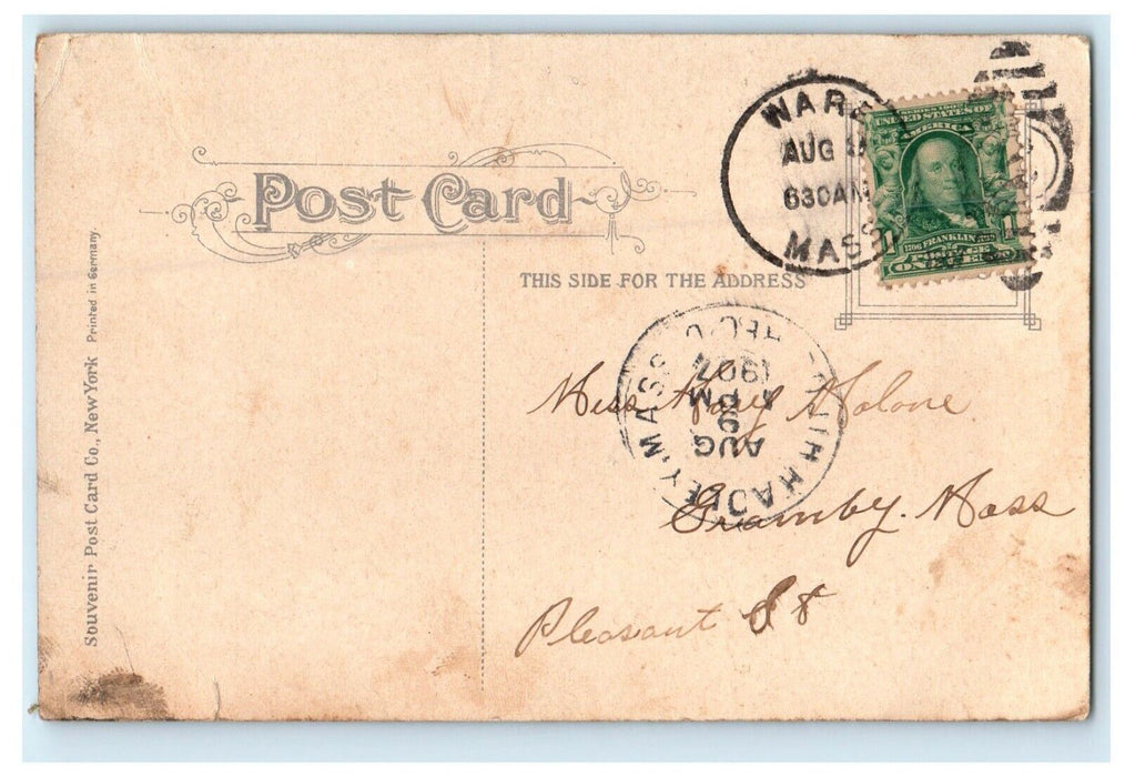 1907 The Pavilion Forest Lake Rowboat Palmer Massachusetts MA Antique Postcard