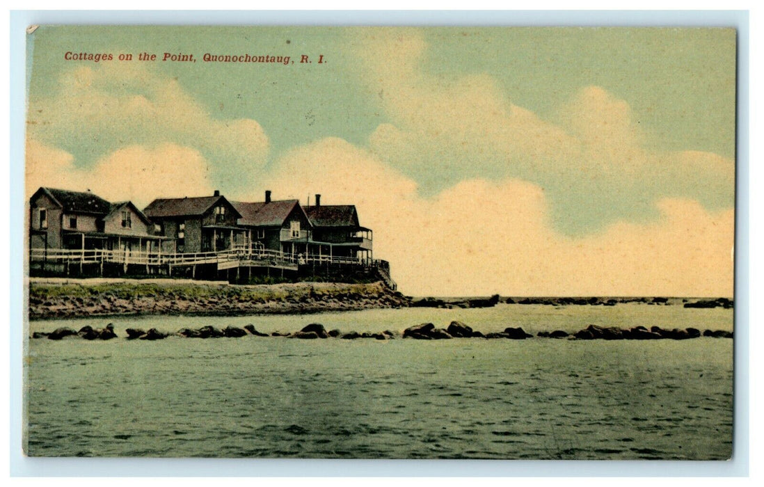 1910 Cottages on the Point, Quonochontaug, Rhode Island RI Postcard