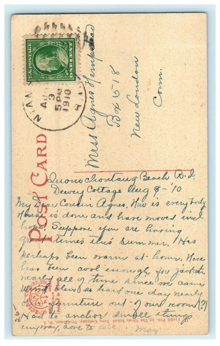 1910 Cottages on the Point, Quonochontaug, Rhode Island RI Postcard
