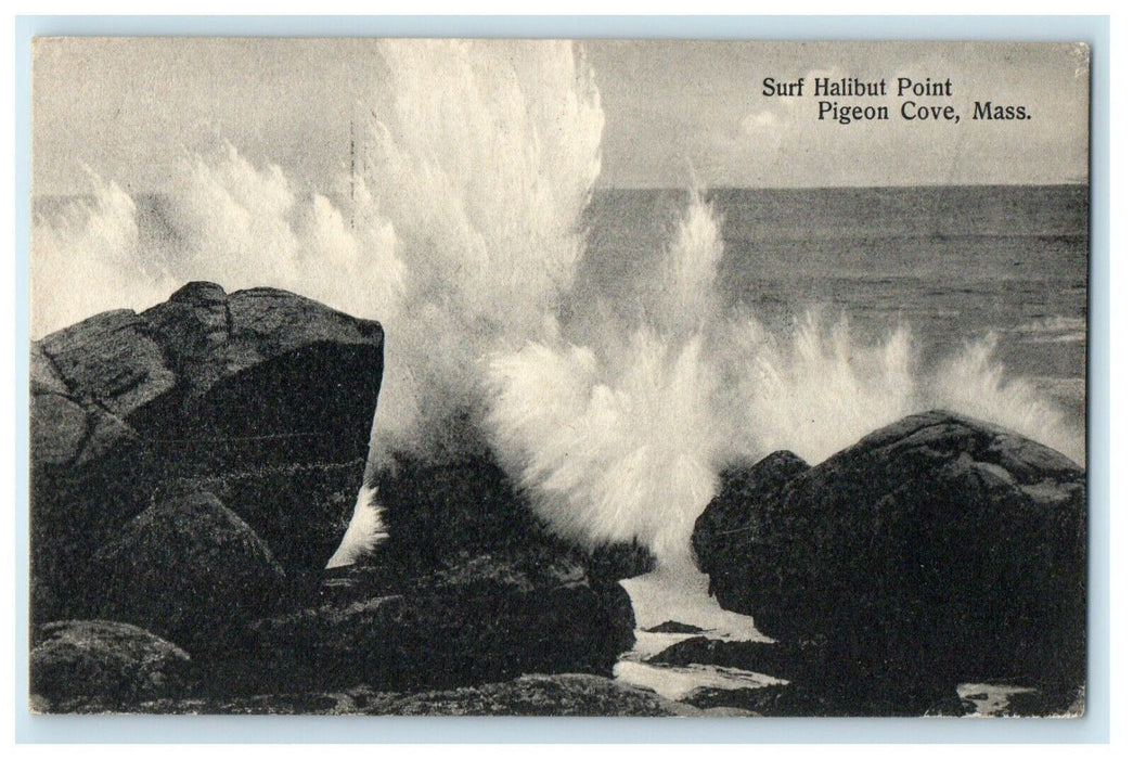 1912 Surf Halibut Point Big Rocks Pigeon Cove Massachusetts MA Antique Postcard