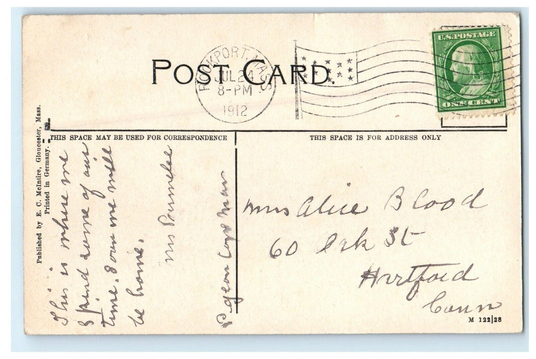 1912 Surf Halibut Point Big Rocks Pigeon Cove Massachusetts MA Antique Postcard