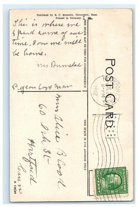 1912 Surf Halibut Point Big Rocks Pigeon Cove Massachusetts MA Antique Postcard
