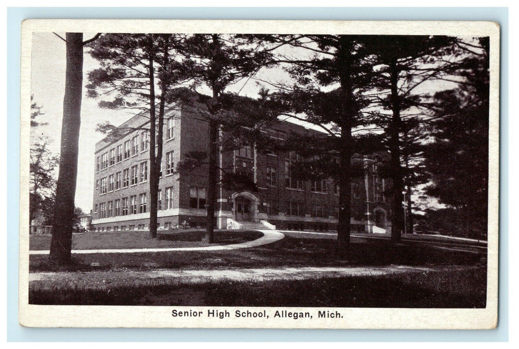 1912 View of Senior High School in Allegan Michigan MI Antique Postcard