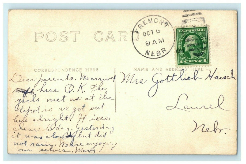 New High School Fremont Nebraska 1914 RPPC Photo Laurel Antique Postcard