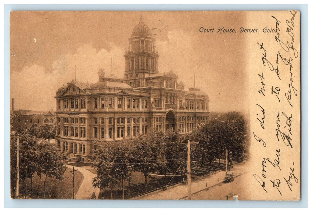 1907 View Of Court House Building Denver Colorado CO Posted Antique Postcard