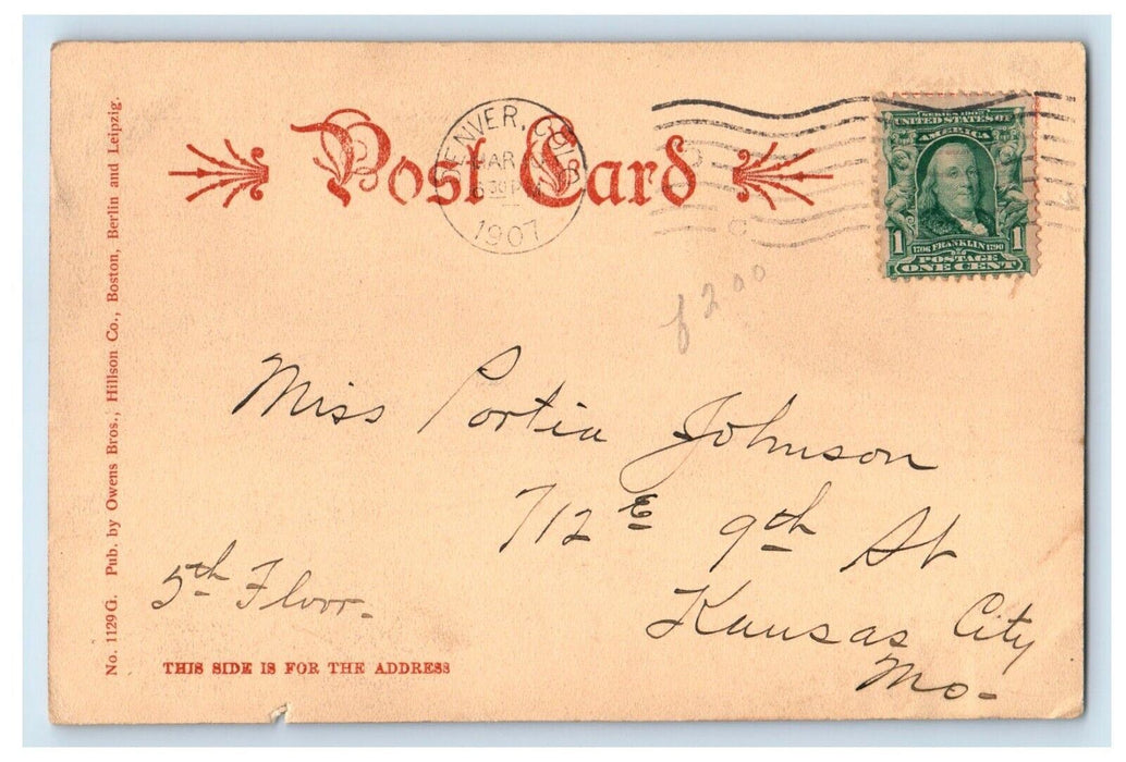 1907 View Of Court House Building Denver Colorado CO Posted Antique Postcard