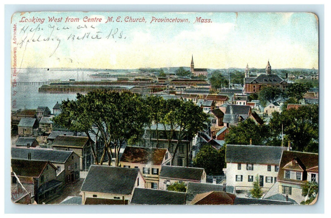 1906 Looking West From Centre M.E Church Provincetown Massachusetts MA Postcard