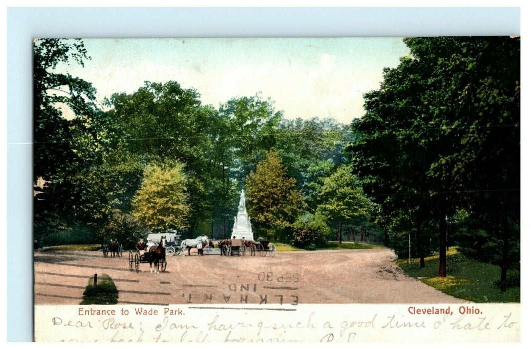 1906 - Entrance to Wade Park Cleveland Ohio Carriages Vintage Antique Postcard