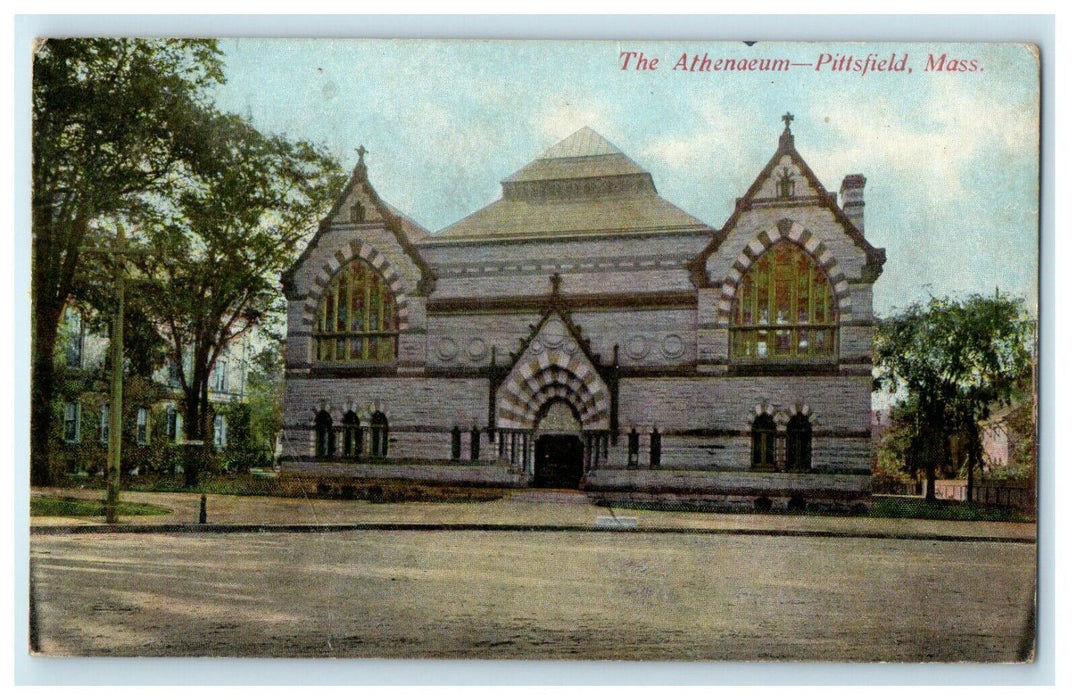 1909 The Athenaeum Street View Pittsfield Massachusetts MA Antique Postcard