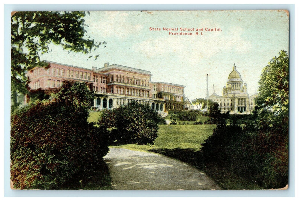 1912 State Normal School and Capitol Providence, Rhode Island RI Postcard