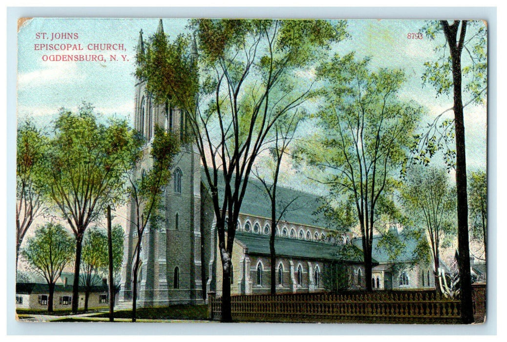 1909 St Johns Episcopal Church, Ogdensburg, New York NY Posted Postcard