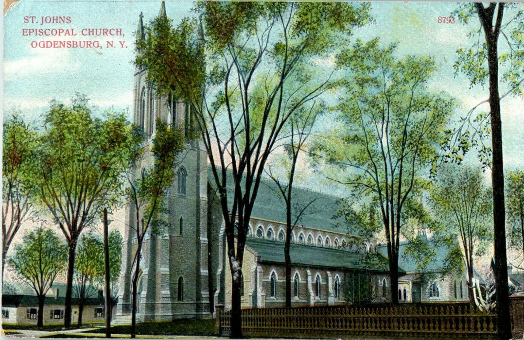 1909 St Johns Episcopal Church, Ogdensburg, New York NY Posted Postcard
