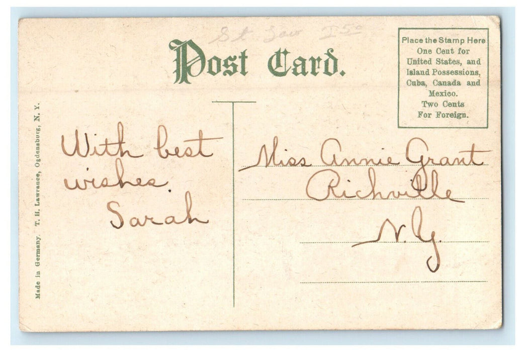 1909 St Johns Episcopal Church, Ogdensburg, New York NY Posted Postcard