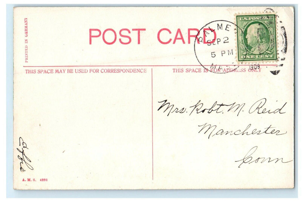 1909 Park Street Looking West Palmer Massachusetts MA Posted Antique Postcard