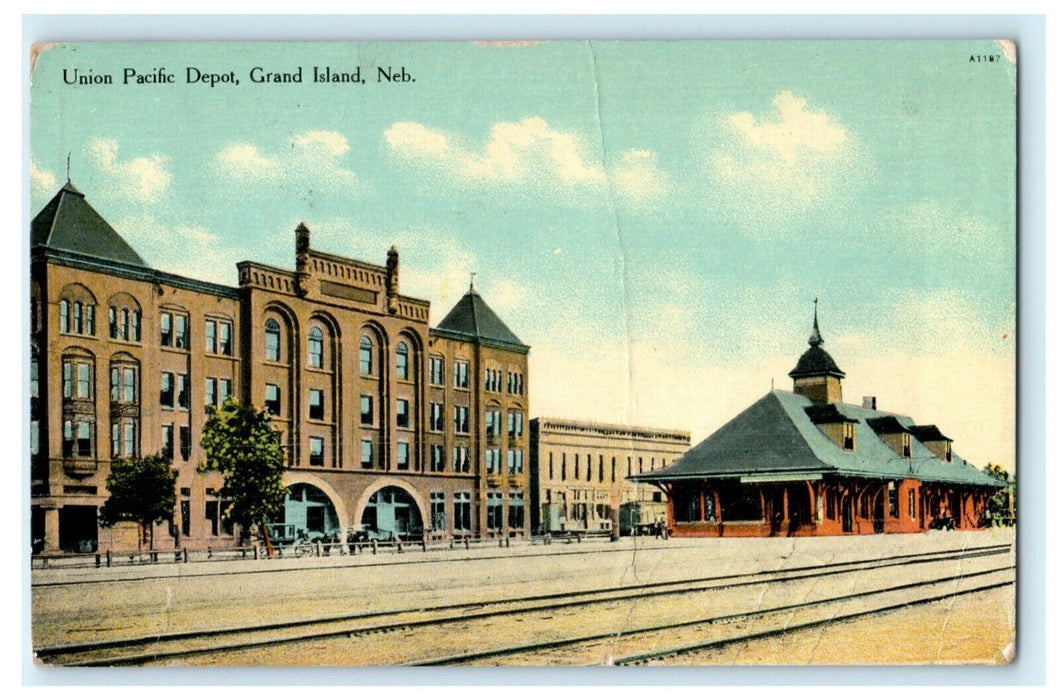 Union Pacific Depot Grand Island Nebraska Alliance 1910 Madison Antique Postcard