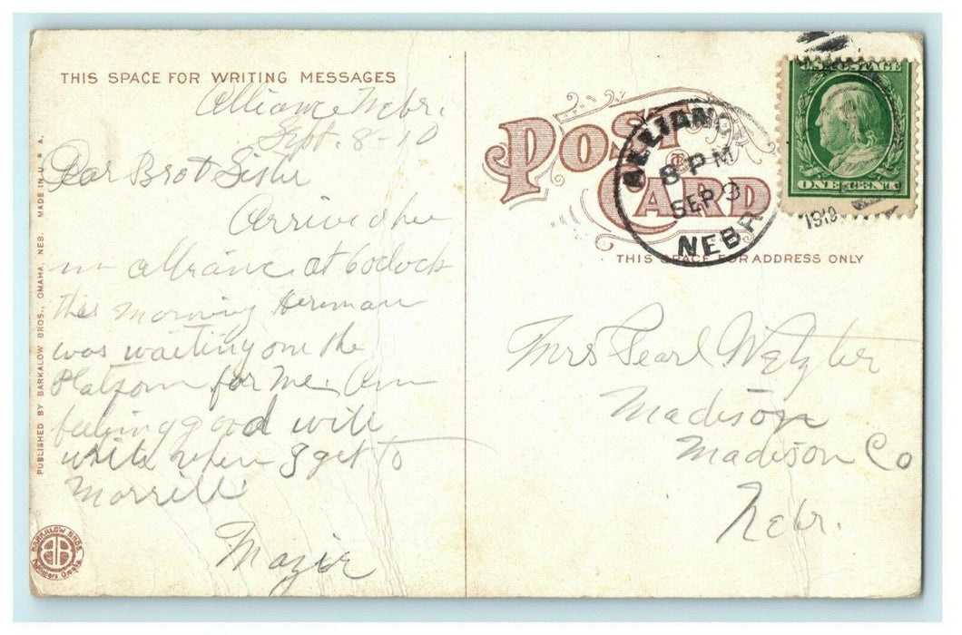 Union Pacific Depot Grand Island Nebraska Alliance 1910 Madison Antique Postcard