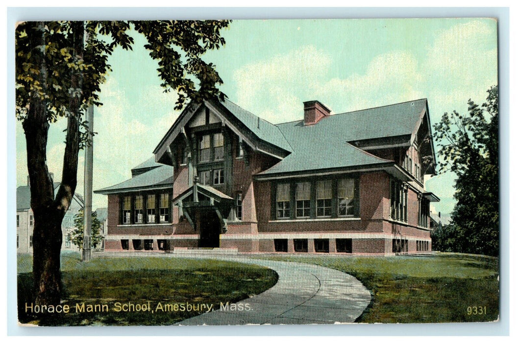 c1910 Horace Mann School Amesbury Massachusetts MA Antique Postcard