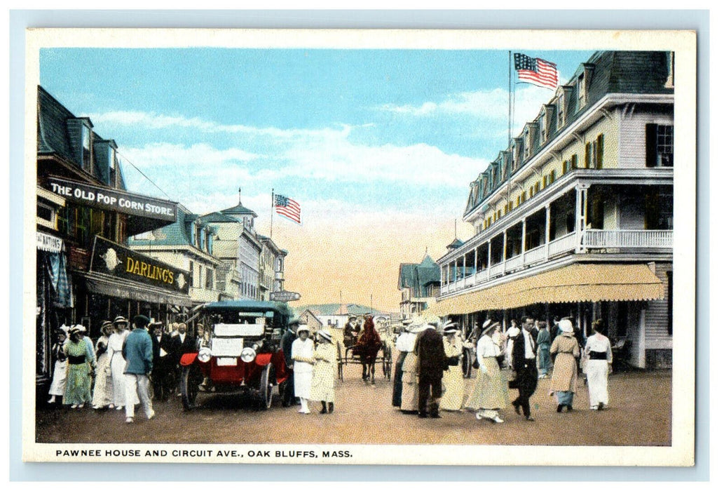 c1920s Pawnee House and Circuit Ave. Oak Bluff, Massachusetts MA Postcard