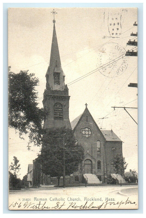 1910 Roman Catholic Church Rockland Massachusetts MA Antique Rotograph Postcard