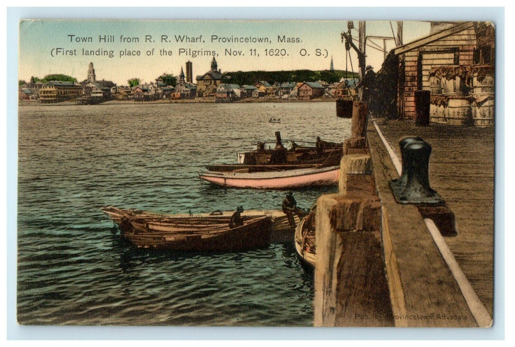 1908 Town Hill From R.R Wharf Provincetown Massachusetts MA Antique Postcard
