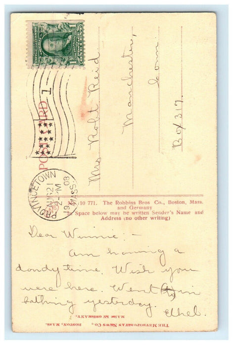 1908 Town Hill From R.R Wharf Provincetown Massachusetts MA Antique Postcard