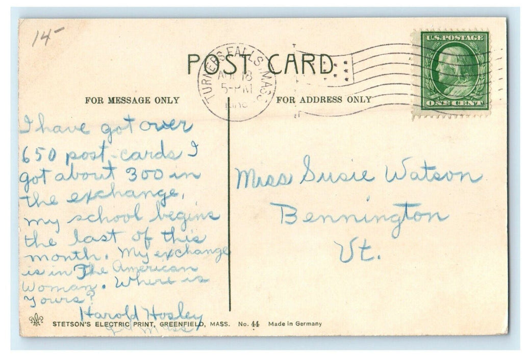 1909 Weeding Onions Farmers Sunderland Massachusetts MA Antique Postcard