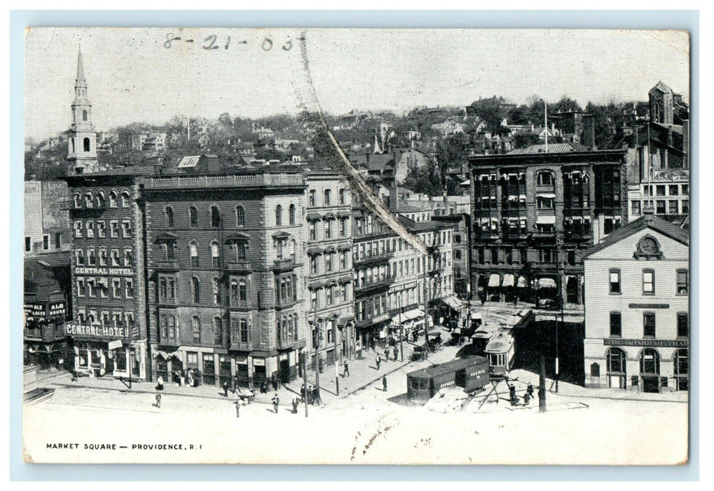 1905 Market Square, Providence Rhode Island RI Posted Antique Postcard