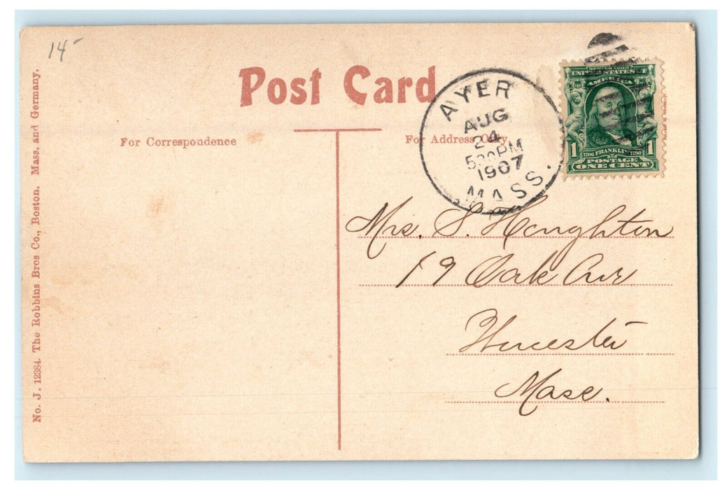 1907 Massachusetts Ayer Main Street Carriage MA Posted Antique Postcard